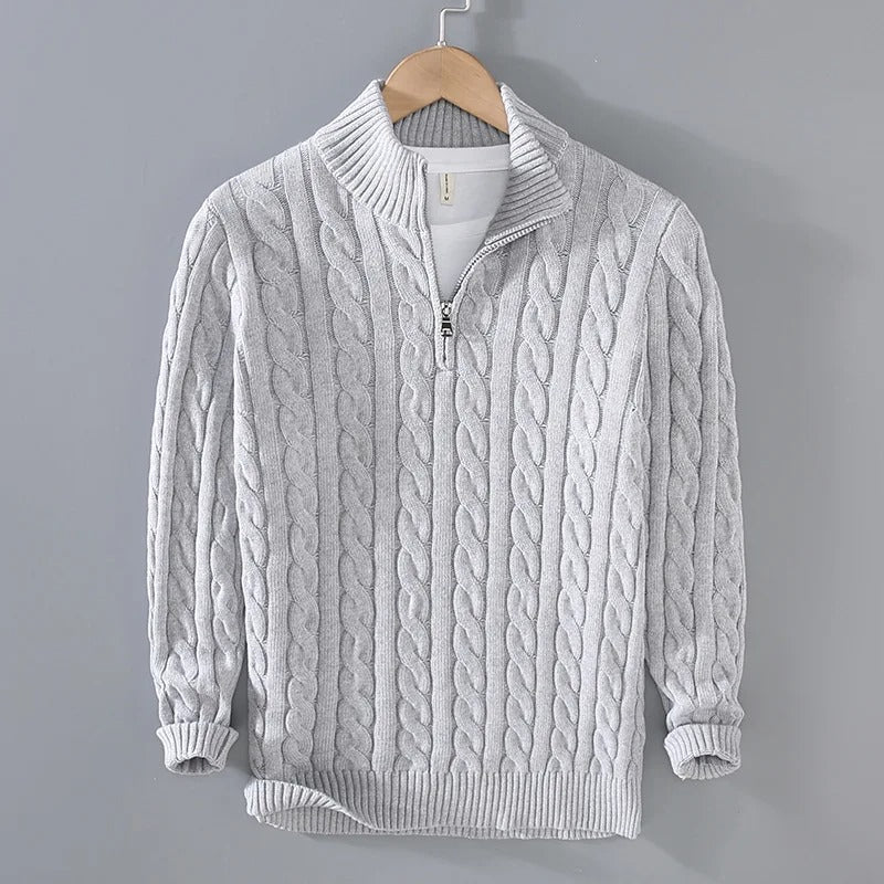 Thomas™ | Pullover con Cerniera in Maglia a Trecce